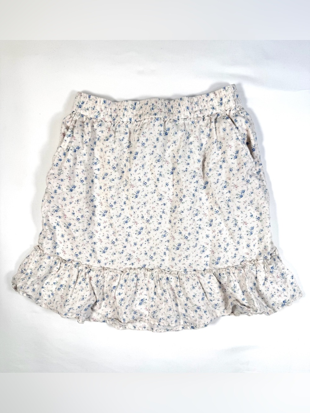 RACHEL ZOE Women’s S 100% Linen Floral Mini Skirt Cottagecore Coquette Prairie